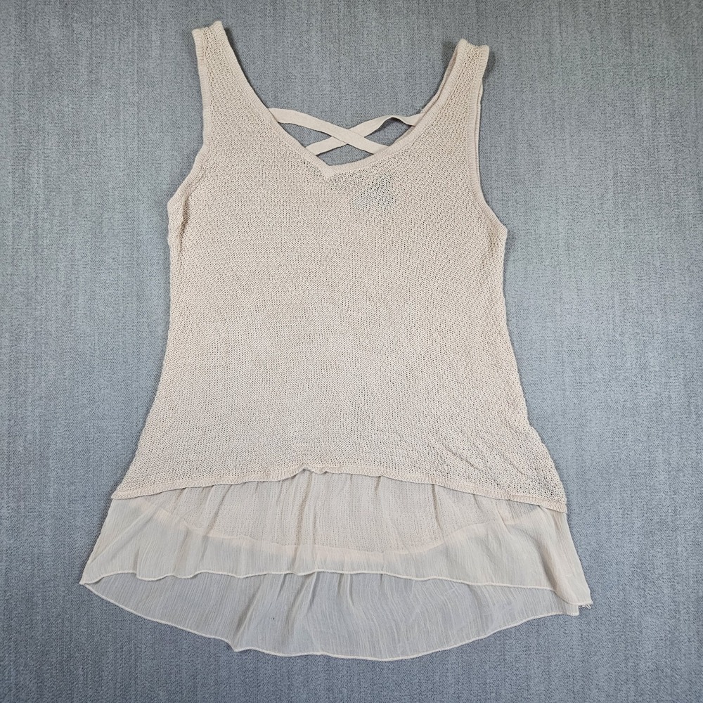 August Silk women's Top Light Orange Stretch‎ Sleeveless Size Medium